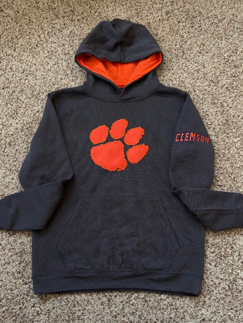 Clemson Tigers Colosseum Youth Big Logo Volume Fleece Pullover Hoodie M 12-14